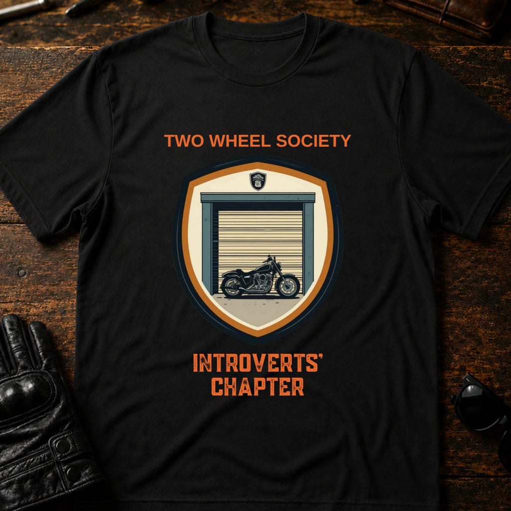 Two Wheel Society Introverts Chapter Biker T-Shirt - mockup 1 black