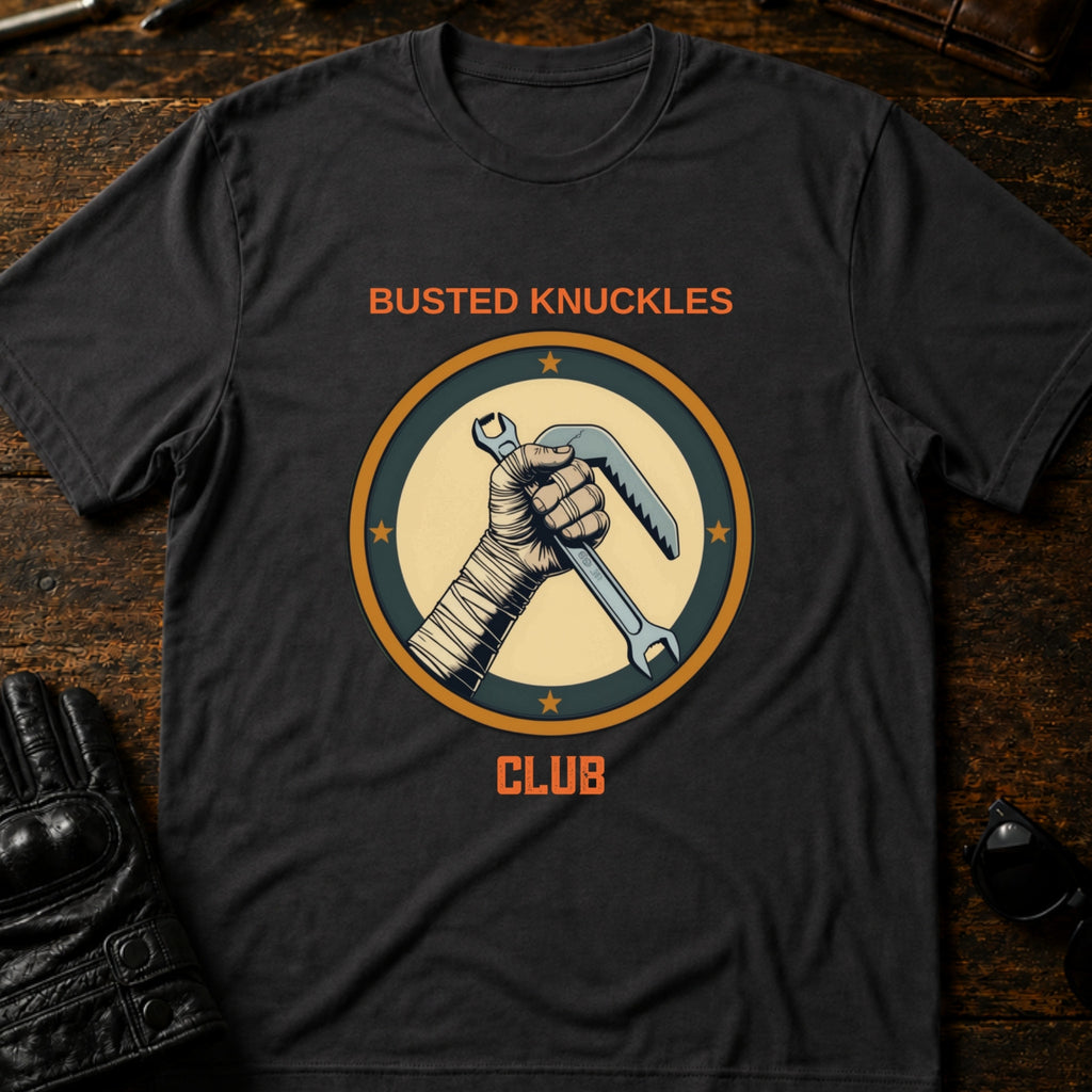 Busted Knuckles Club Motorcycle Mechanic T-Shirt - mockup 3 charcoal