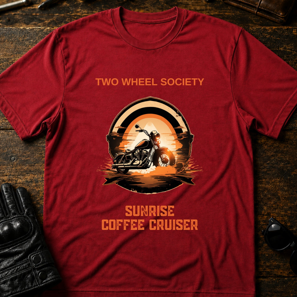 Sunrise Coffee Cruiser T-Shirt - mockup 7 cardinal red