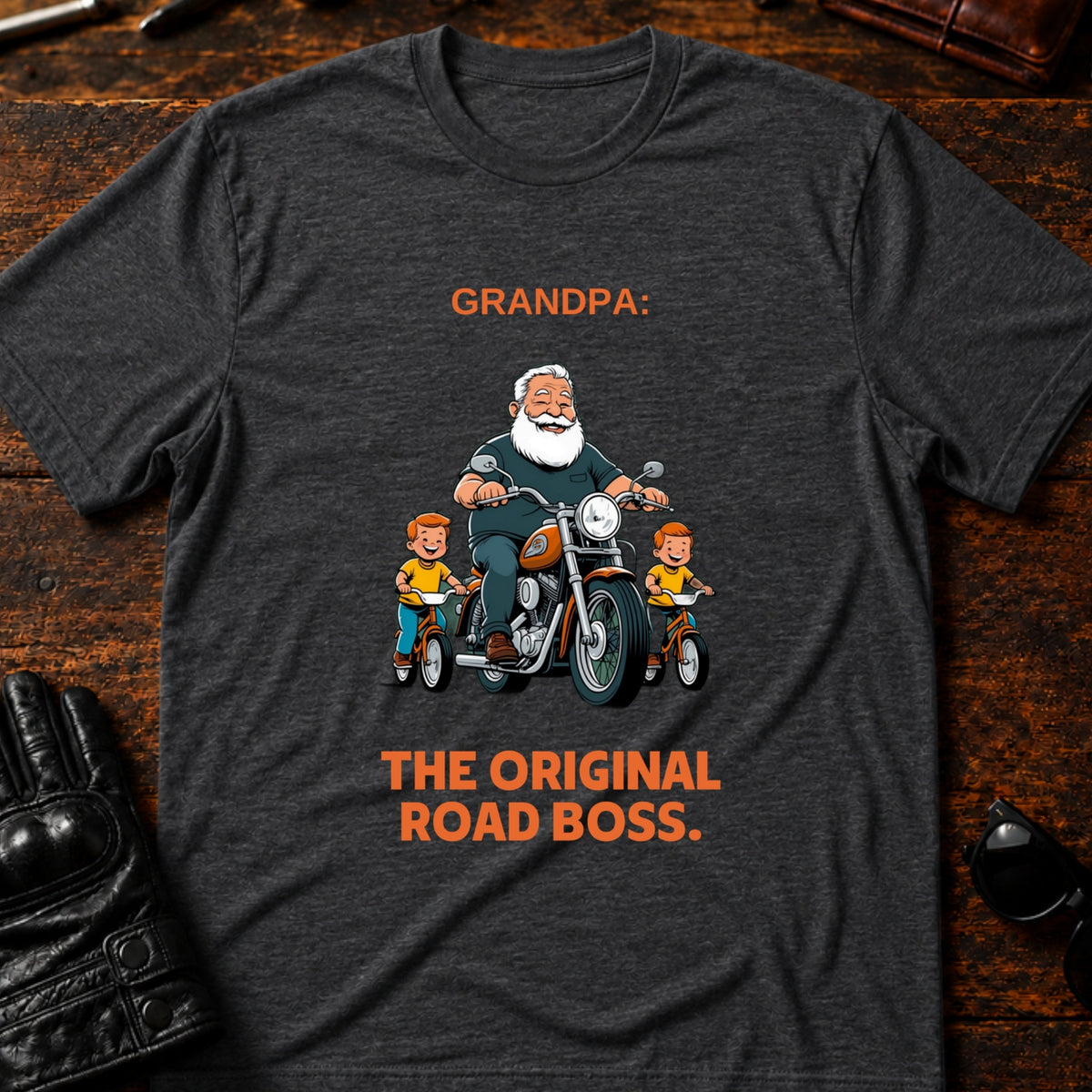 Grandpa The Original Road Boss T-Shirt, dark heather
