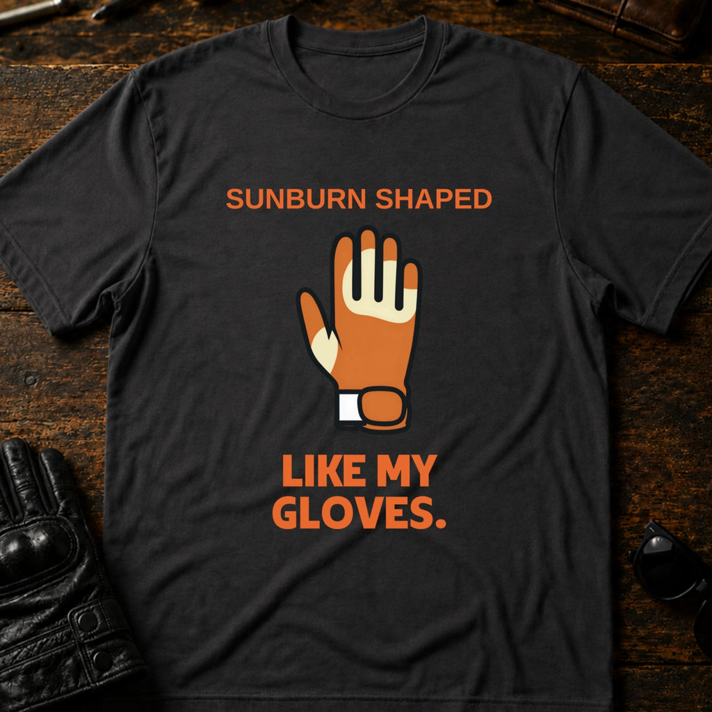 Sunburn Shaped Like My Gloves Funny Biker T-Shirt - mockup 3 charcoal