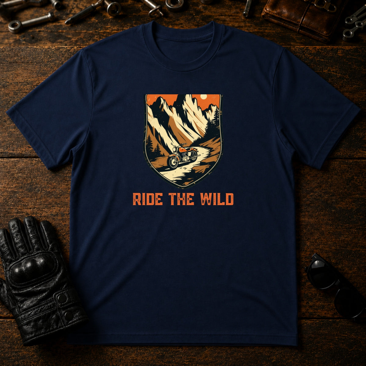 Trail Blazers Badge T-Shirt - mockup 5 navy