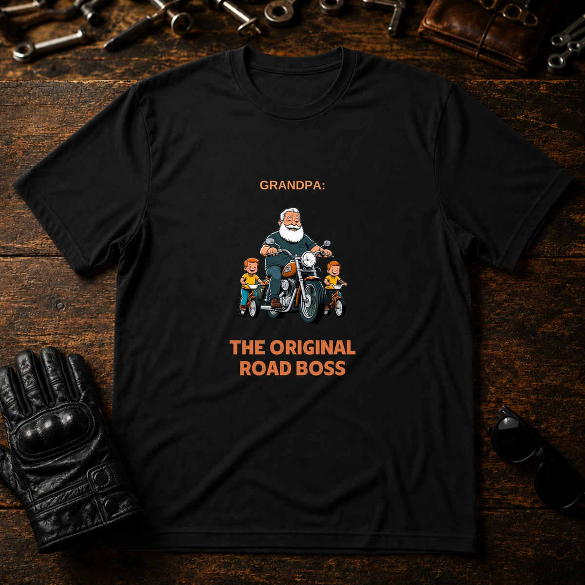 Grandpa The Original Road Boss T-Shirt - mockup 1 black