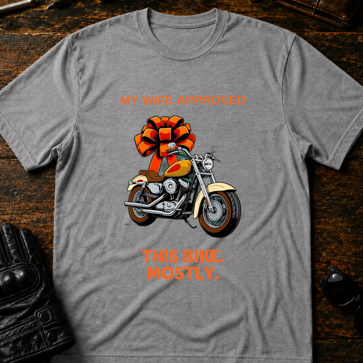 My Wife Approved This Bike T-Shirt, sport gray
