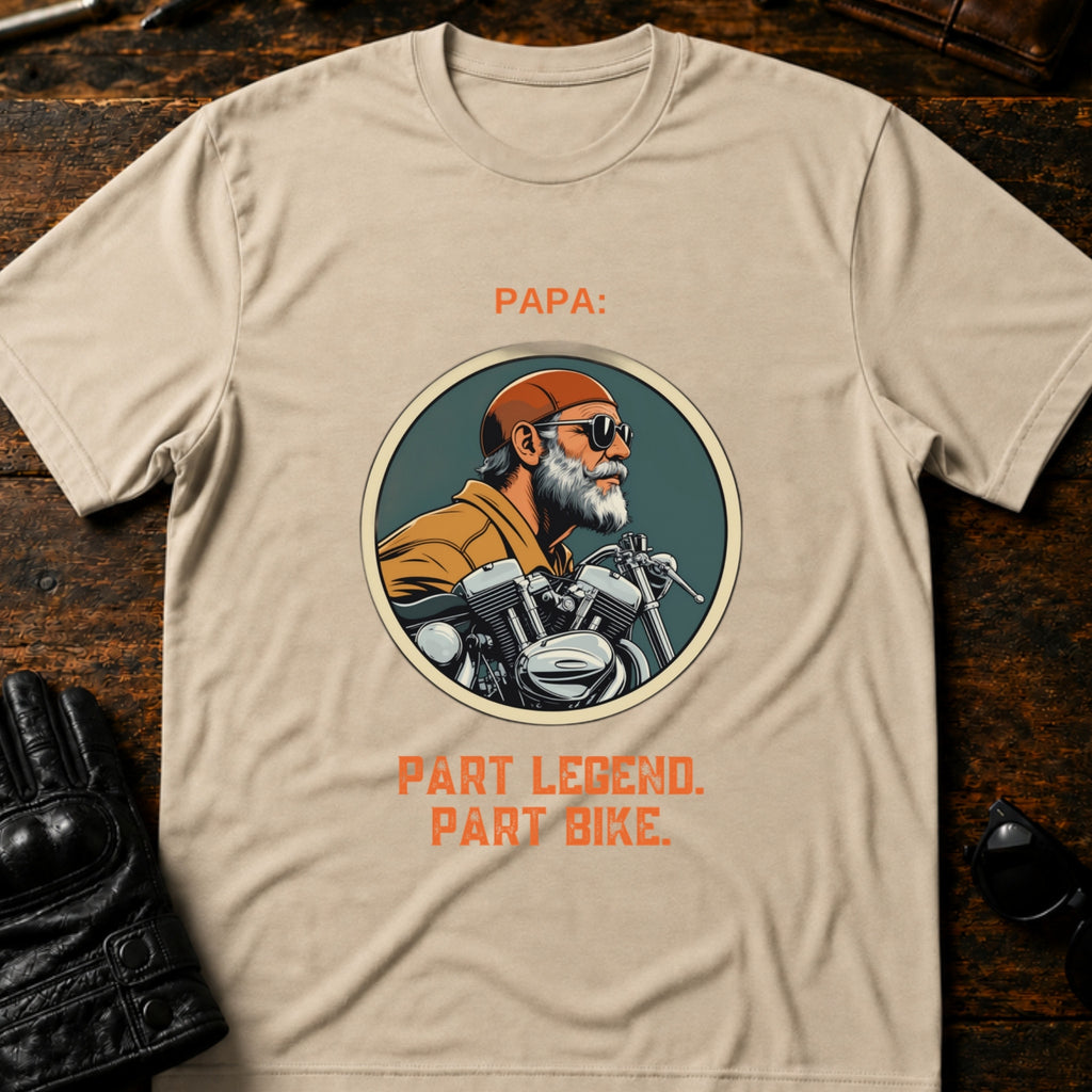 Papa Part Legend Part Motorcycle Grandpa Biker T-Shirt - mockup 6 sand