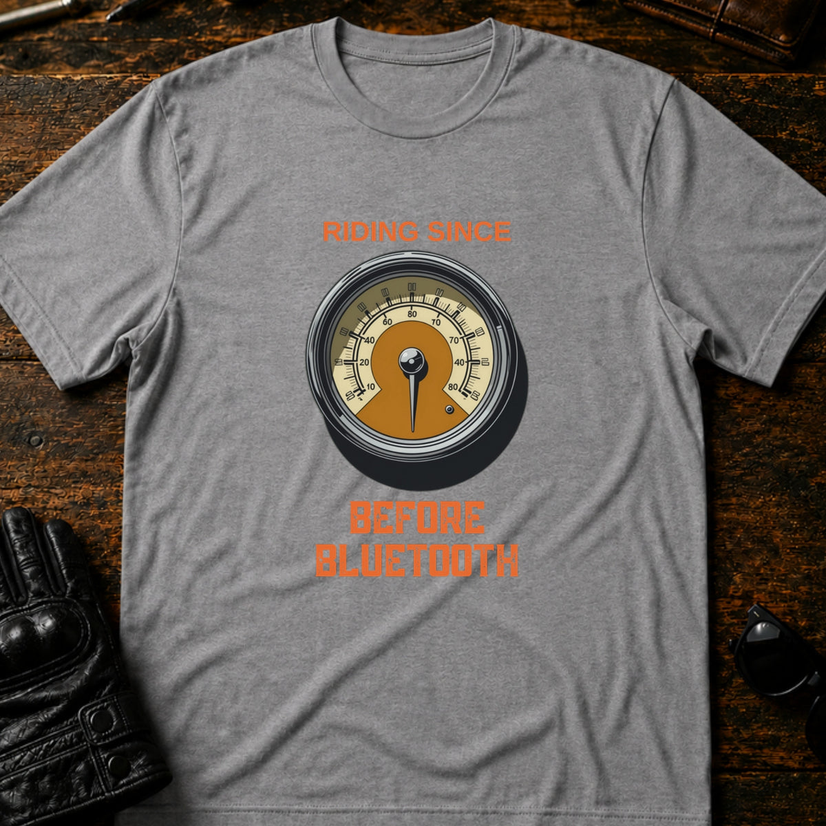 Riding Since Before Bluetooth Vintage Biker T-Shirt, sport gray