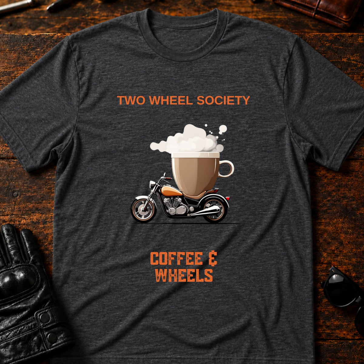 Coffee and Wheels T-Shirt, dark heather