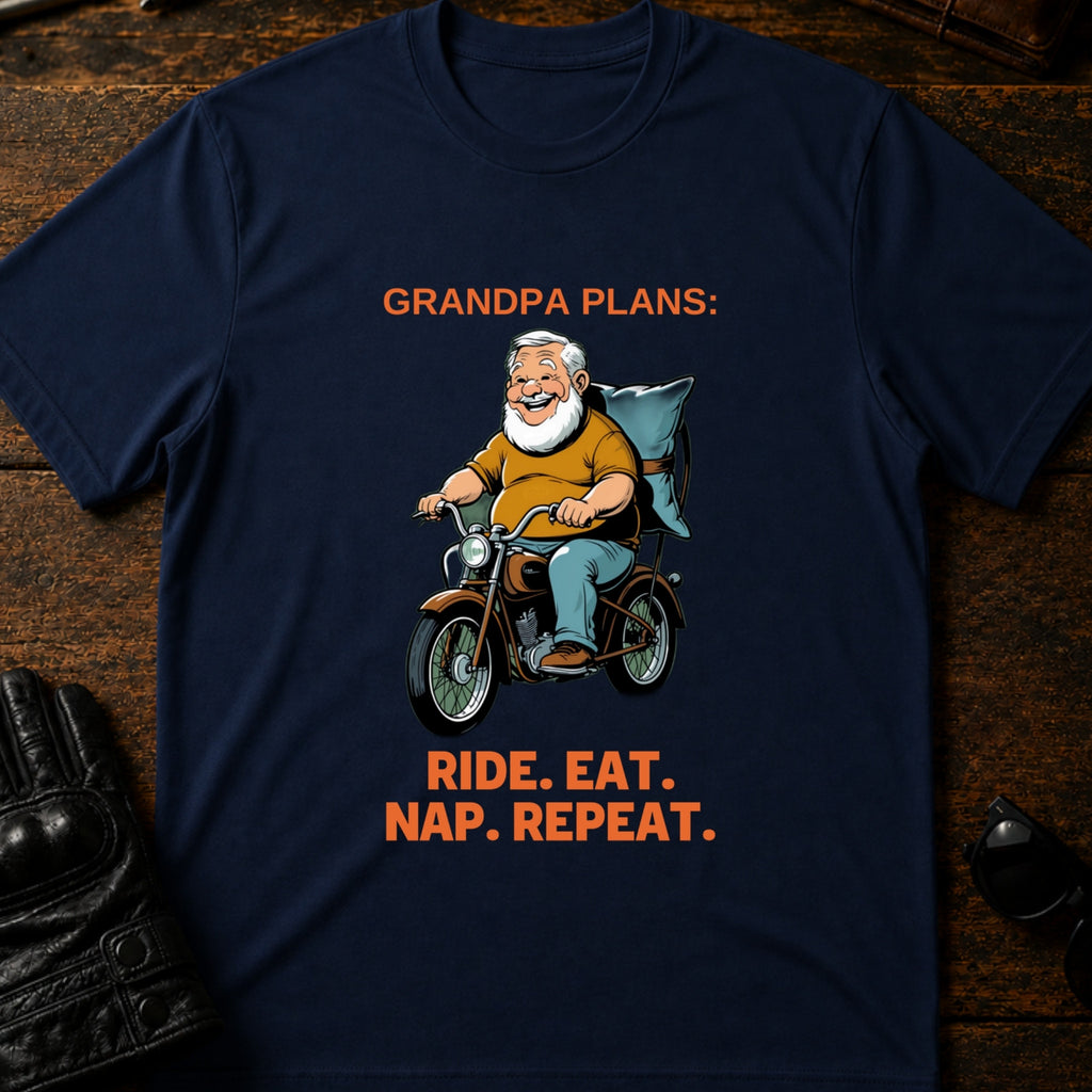 Grandpa Ride Then Nap Biker Grandpa T-Shirt - mockup 5 navy