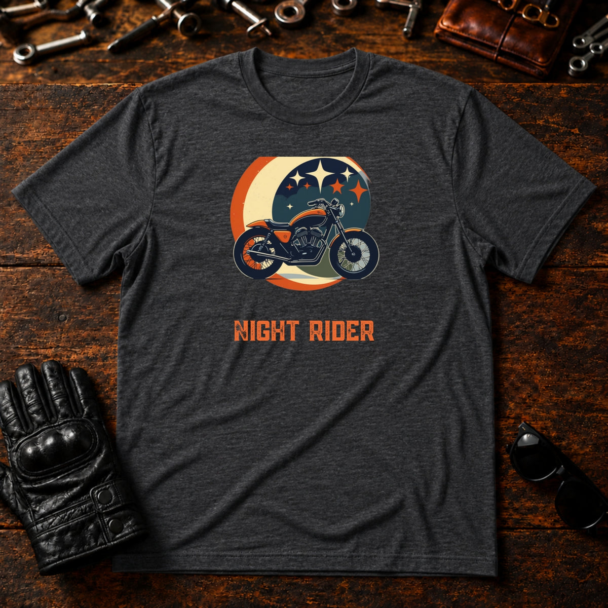 Riders Night Out T-Shirt - mockup 8 dark heather