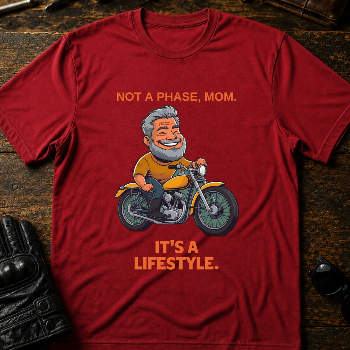 Not A Phase Mom Its A Lifestyle Biker T-Shirt, cardinal red