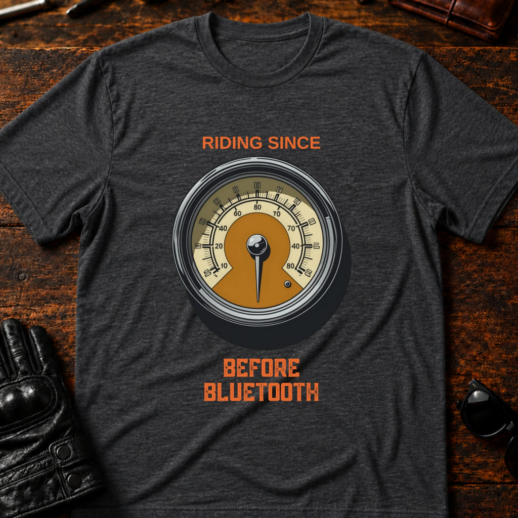 Riding Since Before Bluetooth Vintage Biker T-Shirt - mockup 8 dark heather