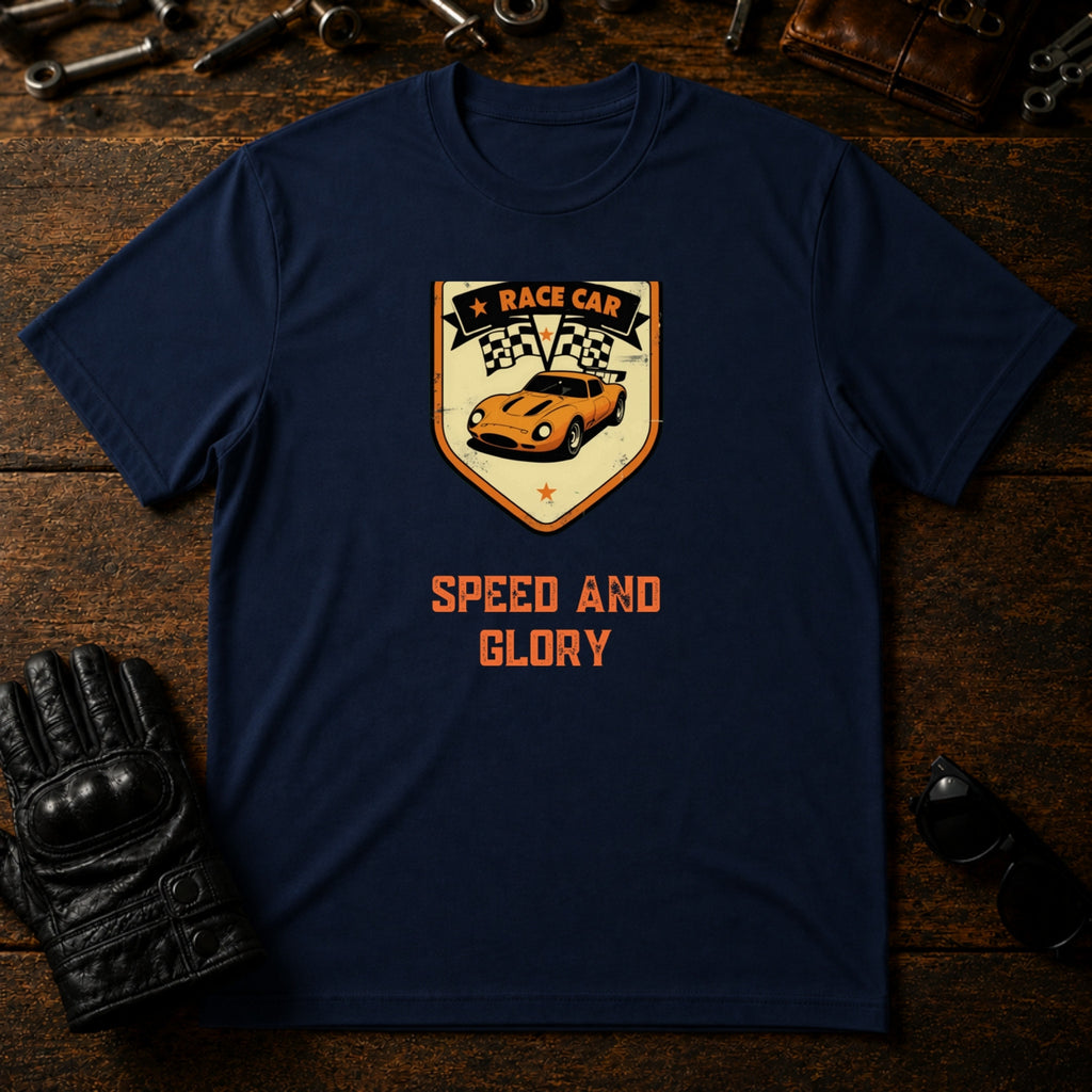 Vintage Race Car Badge T-Shirt - mockup 5 navy