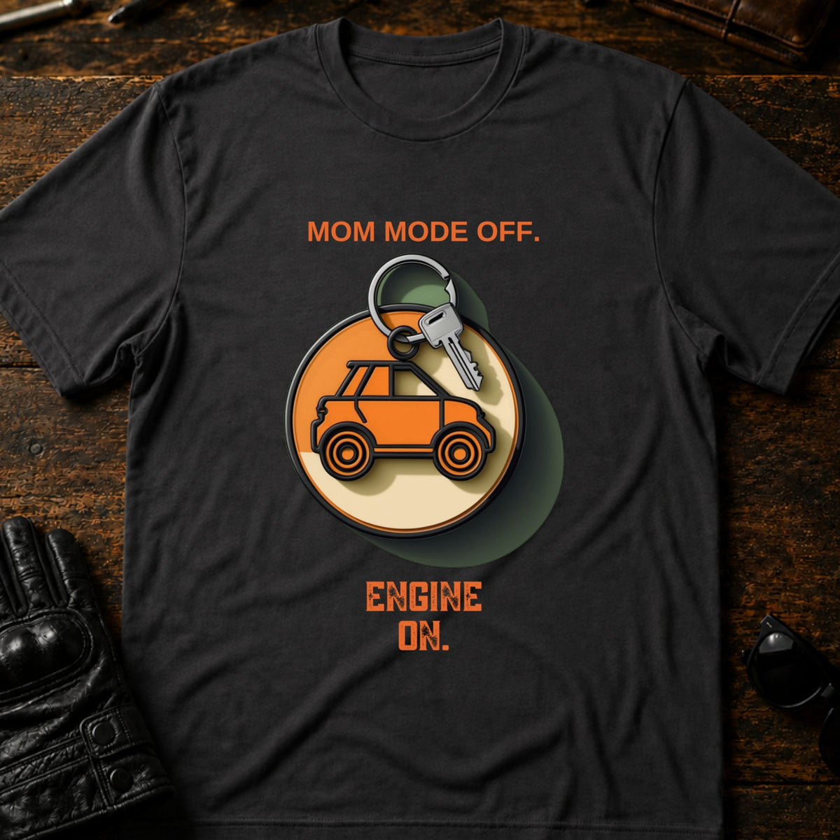 Mom Mode Off Engine On Motorcycle Mom T-Shirt, charcoal