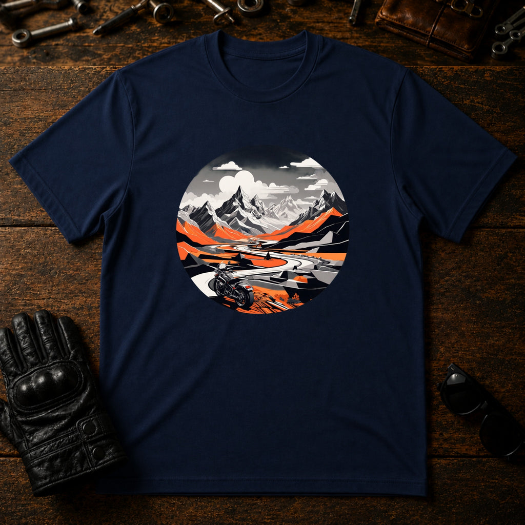 Mountain Pass Ride T-Shirt - mockup 5 navy