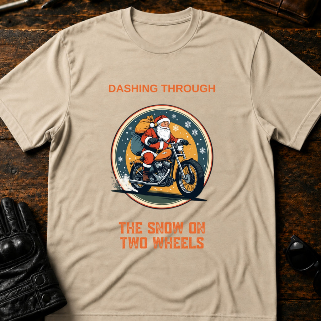 Dashing Through The Snow Motorcycle T-Shirt - mockup 6 sand