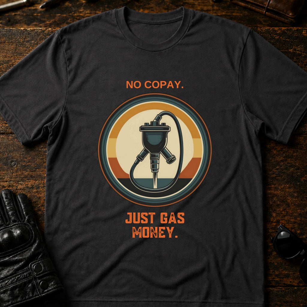 No Copay Just Gas Money Motorcycle Therapy T-Shirt - mockup 3 charcoal