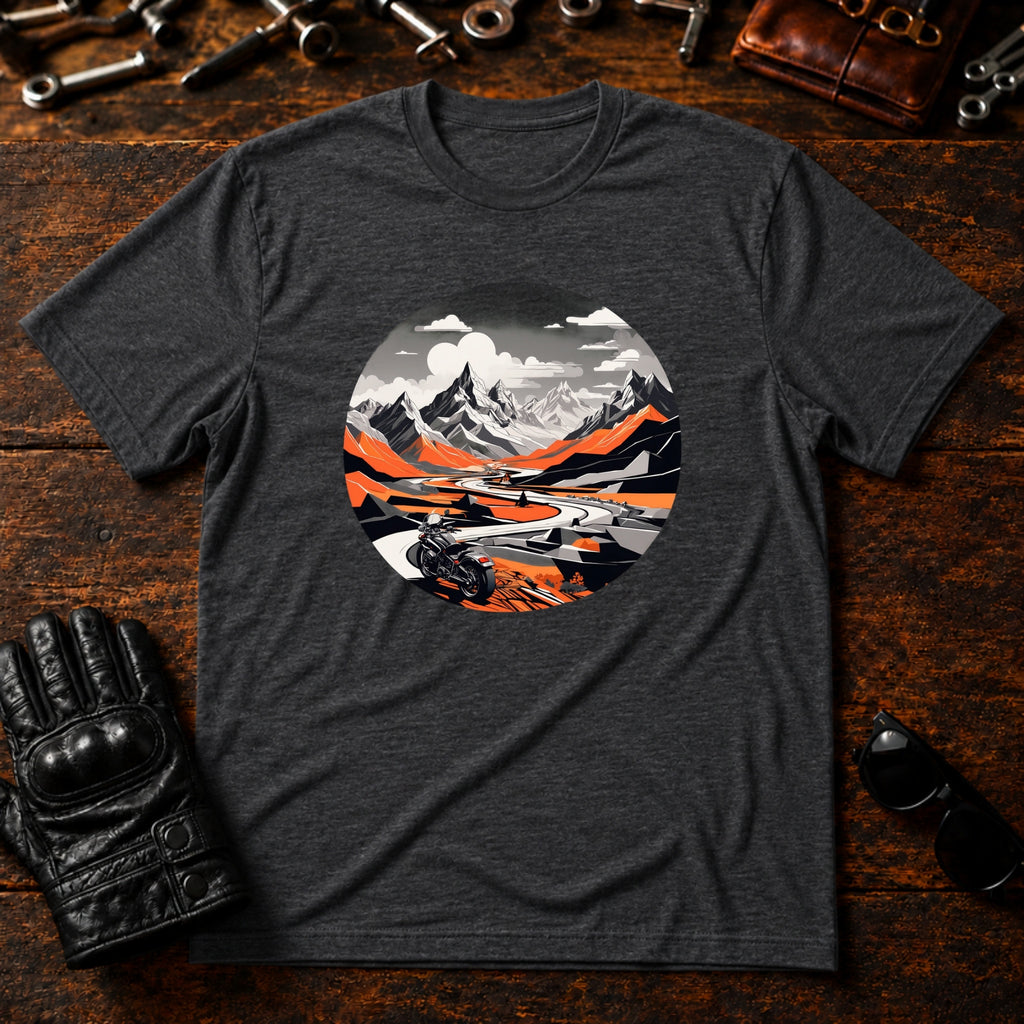 Mountain Pass Ride T-Shirt - mockup 8 dark heather