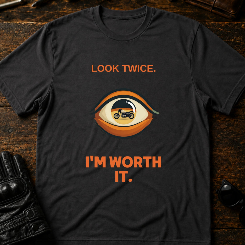Look Twice Im Worth It Motorcycle Awareness T-Shirt - mockup 3 charcoal