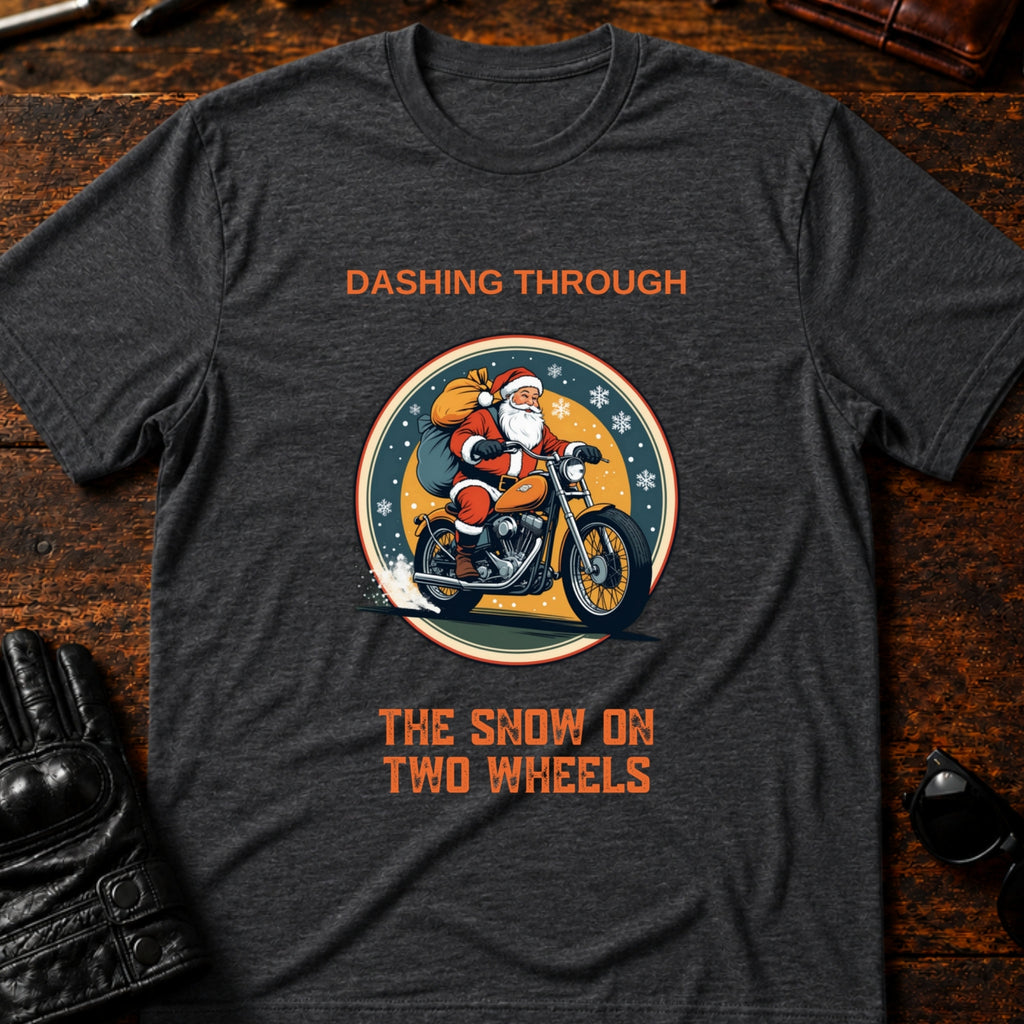 Dashing Through The Snow Motorcycle T-Shirt - mockup 8 dark heather