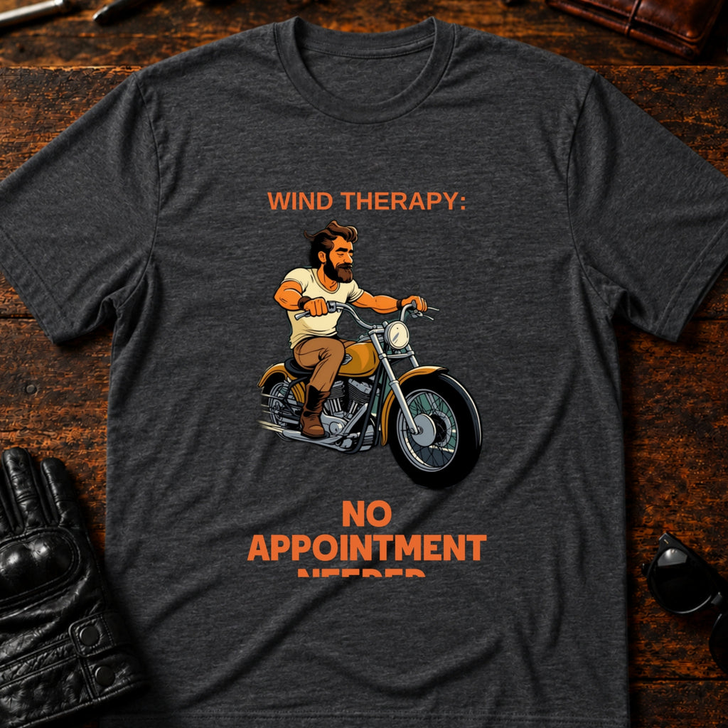 Wind Therapy No Appointment Needed Biker T-Shirt - mockup 8 dark heather