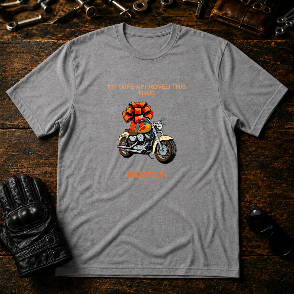 My Wife Approved This Bike T-Shirt - mockup 4 sport gray