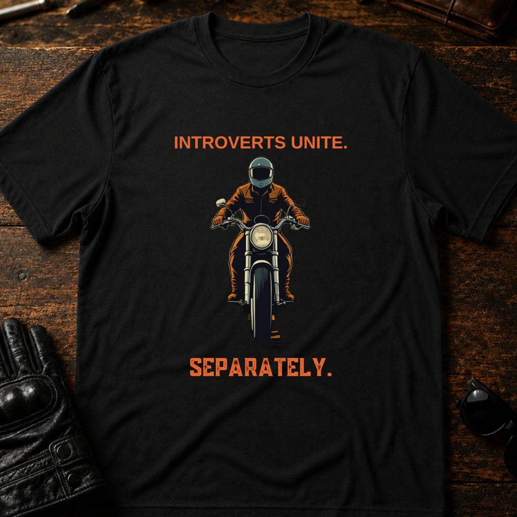 Introverts Unite Separately On Motorcycles T-Shirt - mockup 1 black