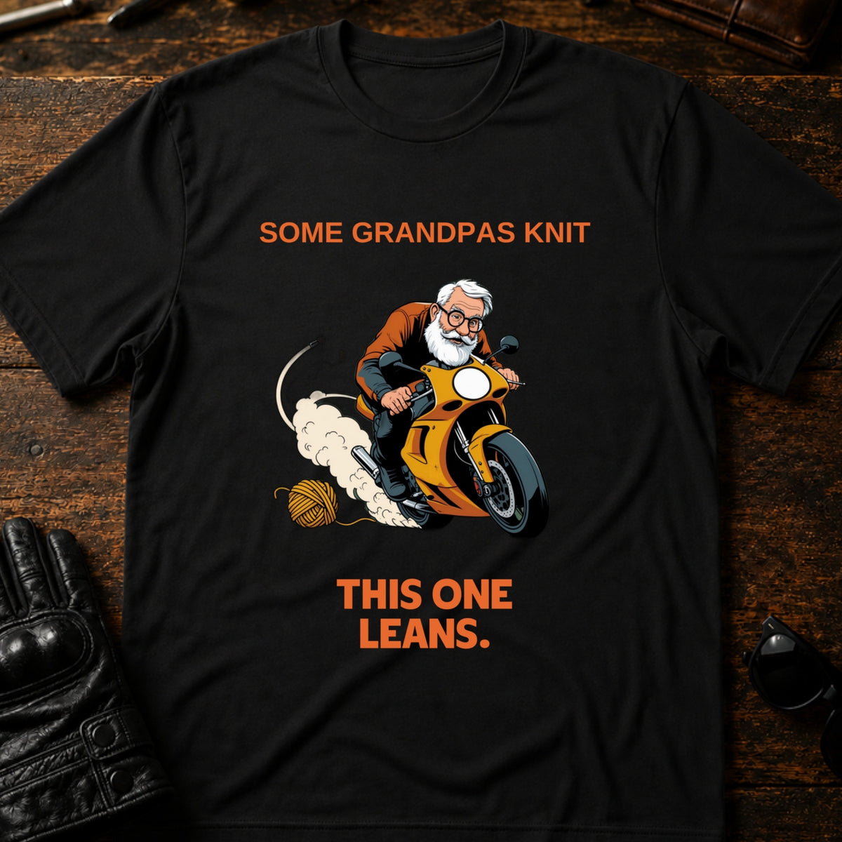 Some Grandpas Knit This One Leans T-Shirt, black