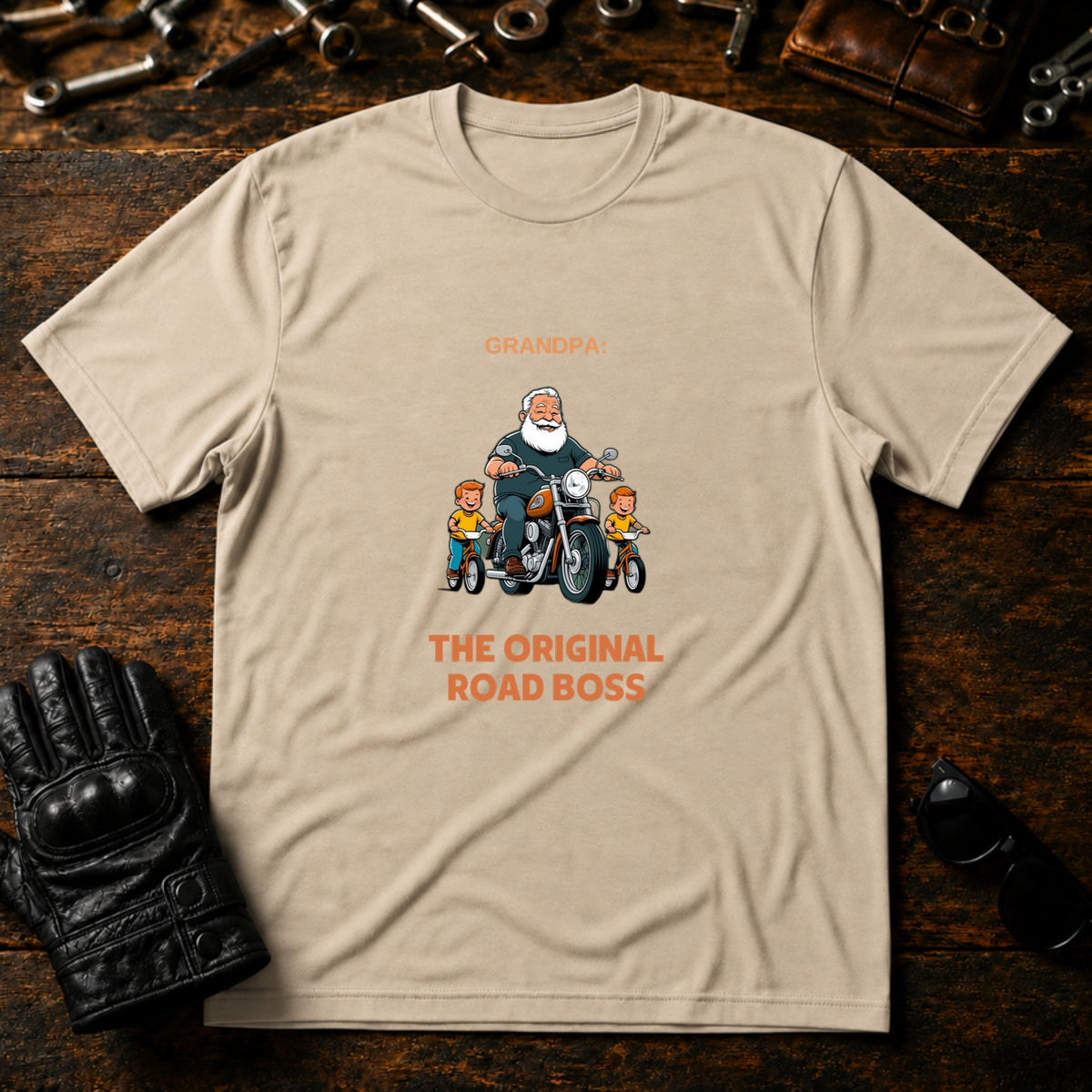 Grandpa The Original Road Boss T-Shirt - mockup 6 sand