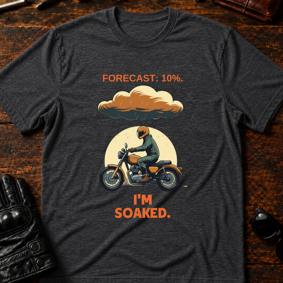 Forecast Said 10 Percent Im Soaked Biker T-Shirt, dark heather