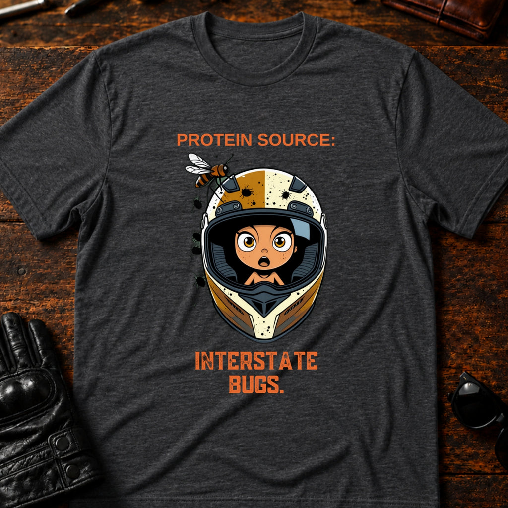 Protein Source Interstate Bugs Funny Biker T-Shirt - mockup 8 dark heather