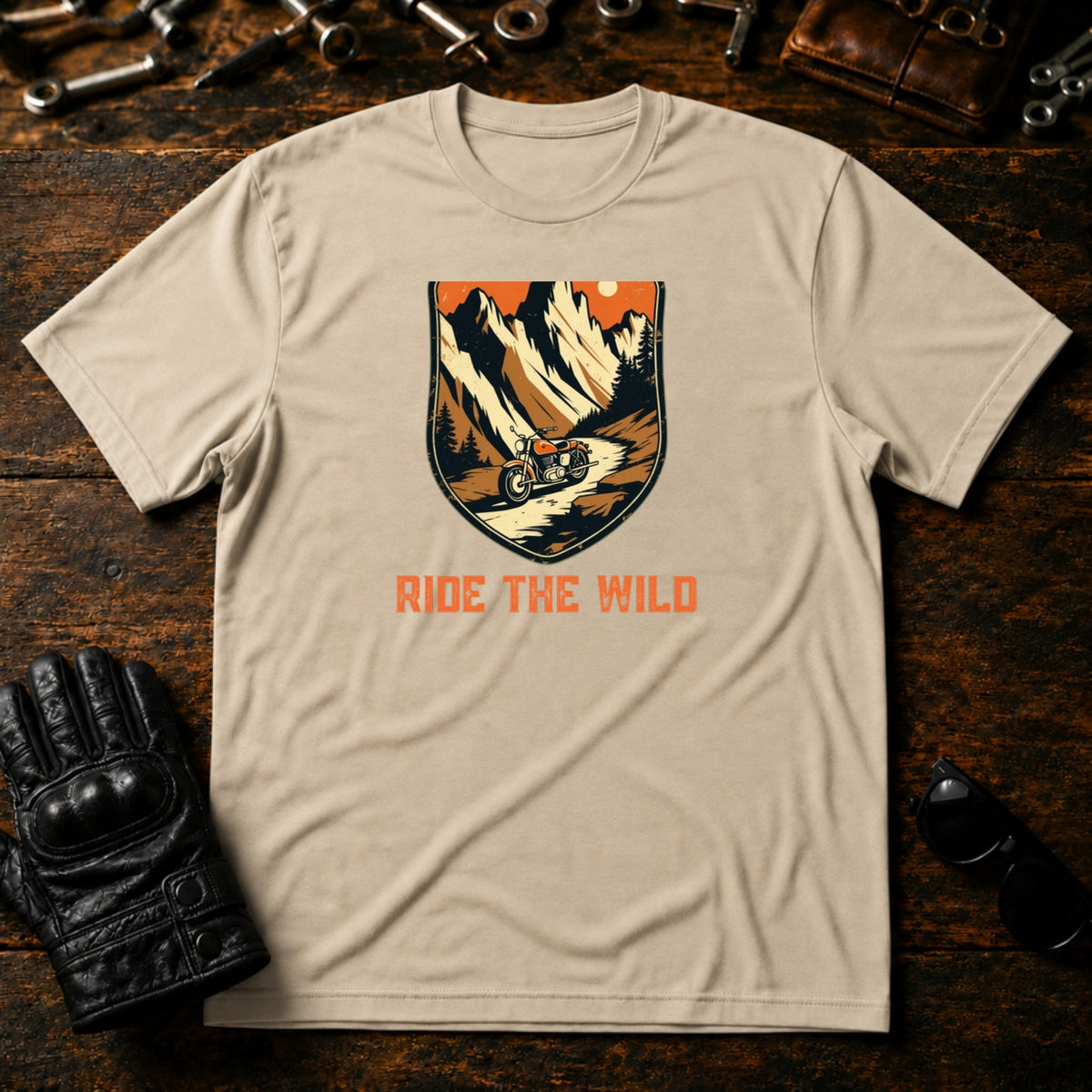 Trail Blazers Badge T-Shirt - mockup 6 sand