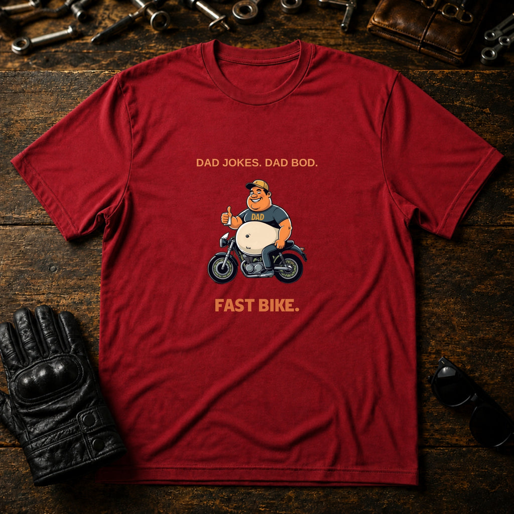 Dad Jokes Dad Bod Fast Bike T-Shirt - mockup 7 cardinal red
