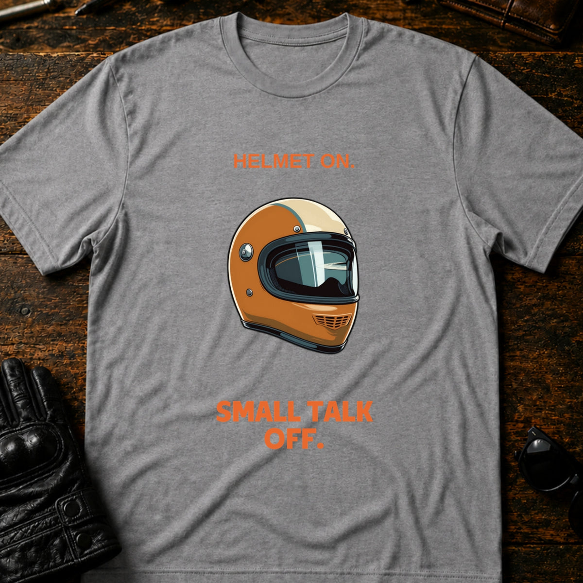 Helmet On Small Talk Off T-Shirt, sport gray
