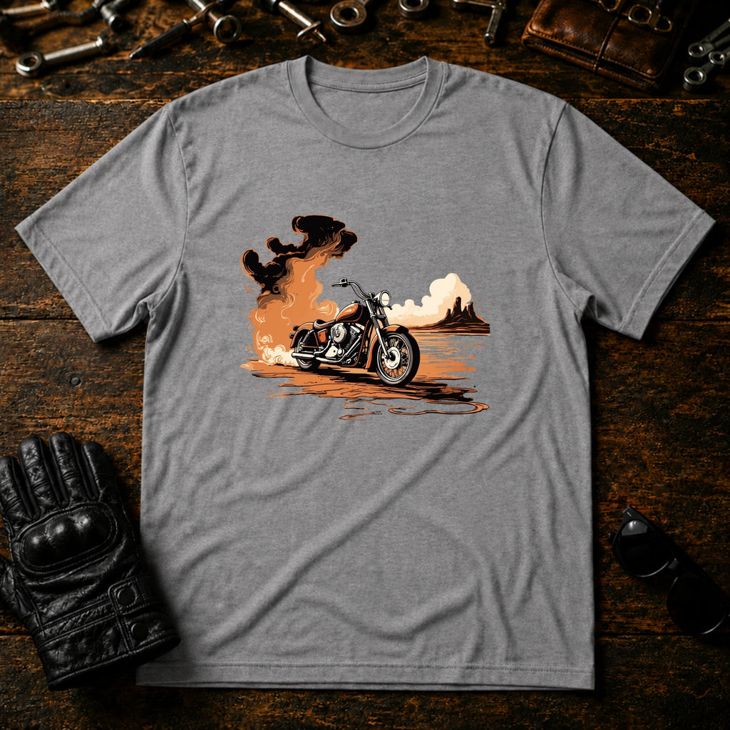 Sunrise Coffee Ride T-Shirt - mockup 4 sport gray