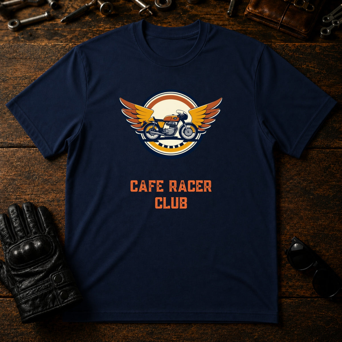 Cafe Racer Emblem T-Shirt - mockup 5 navy