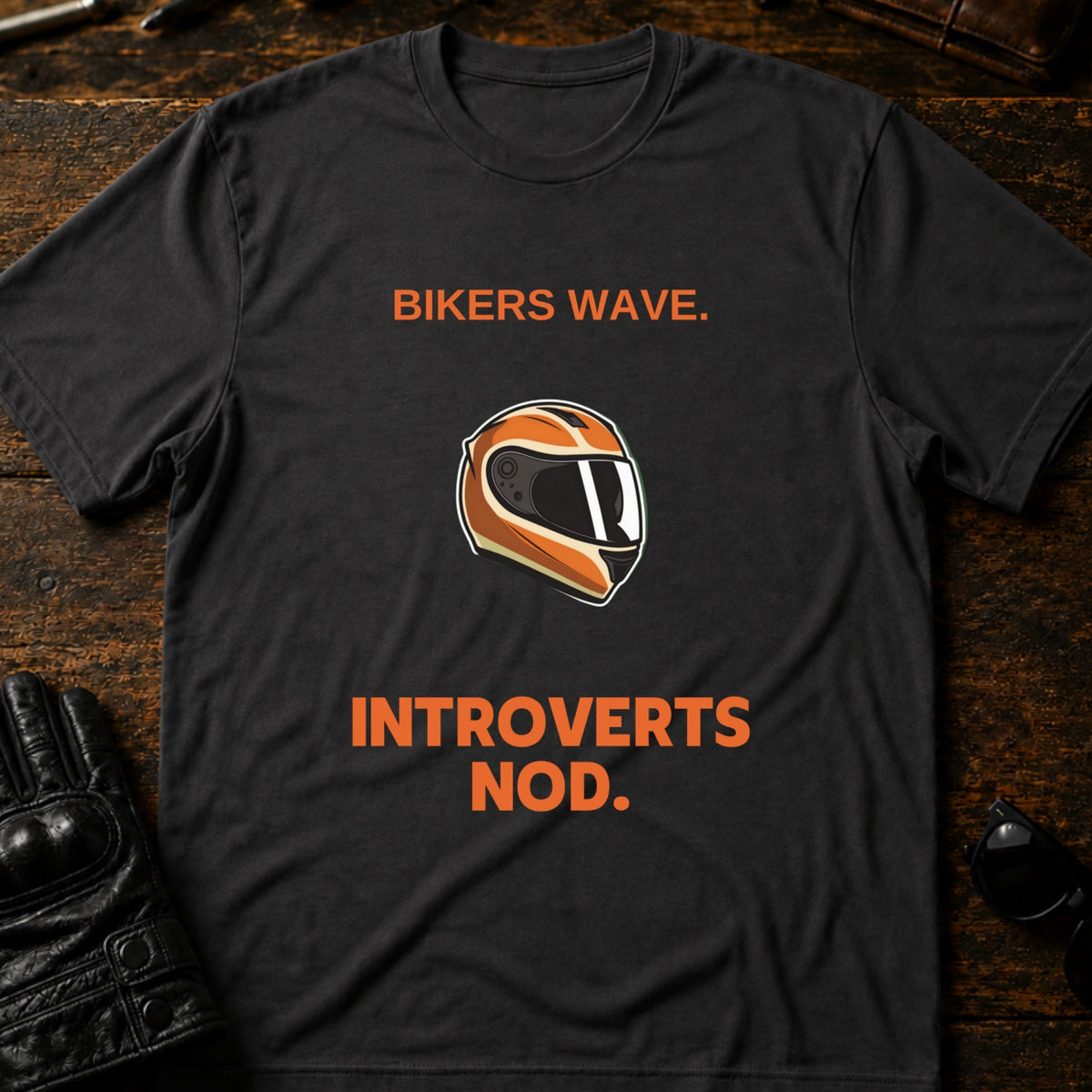Bikers Wave Introverts Nod Funny Motorcycle T-Shirt, charcoal