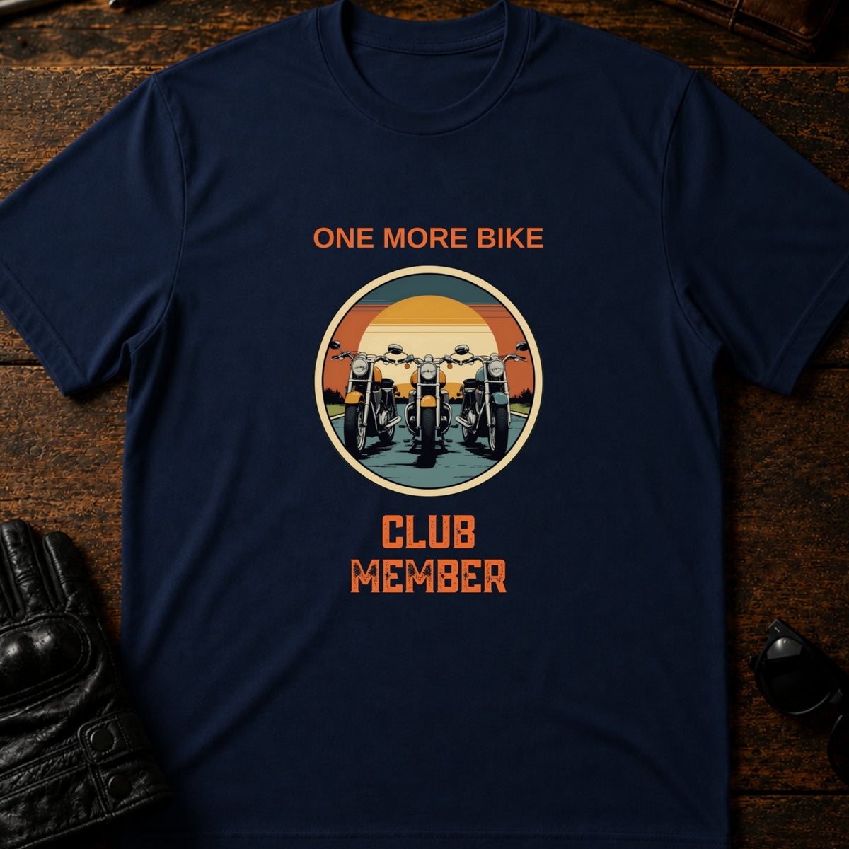 One More Bike Club Member Funny Motorcycle T-Shirt, navy