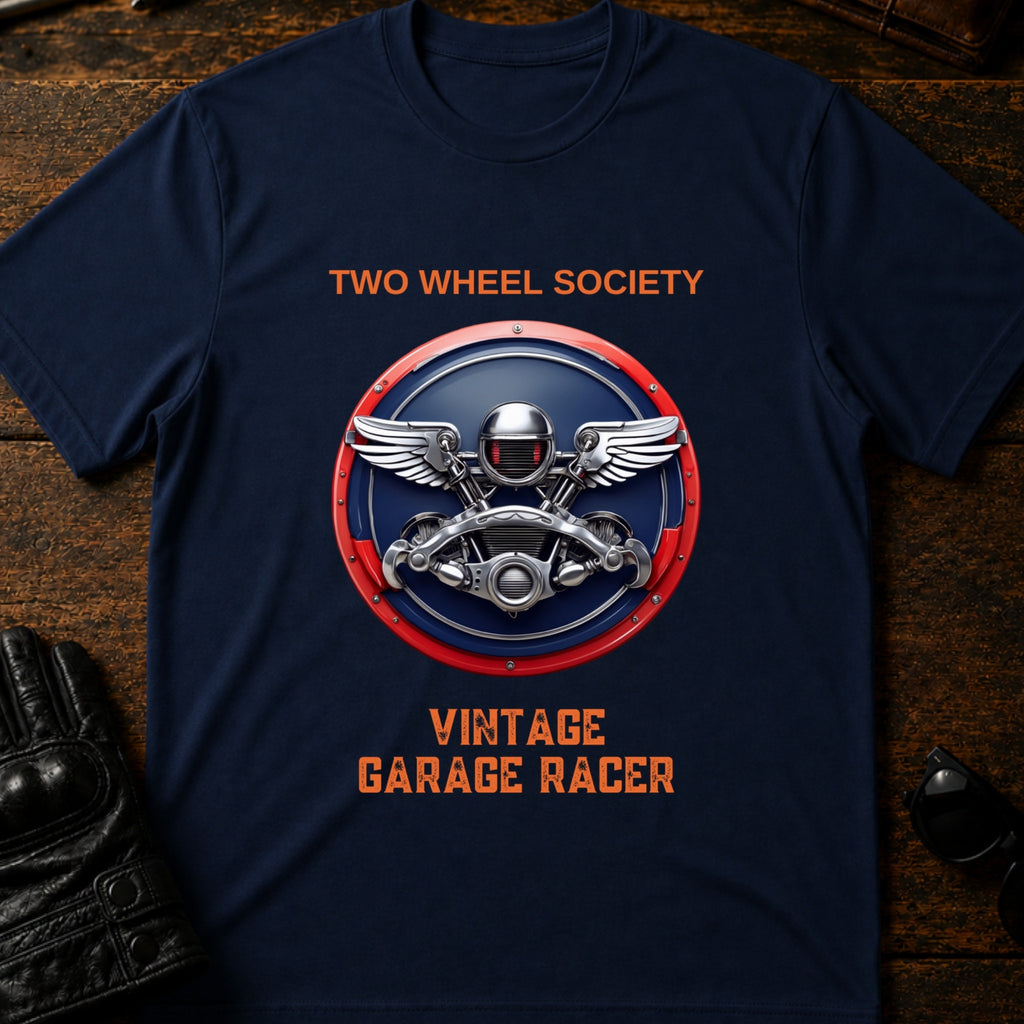 Vintage Garage Racer T-Shirt - mockup 5 navy