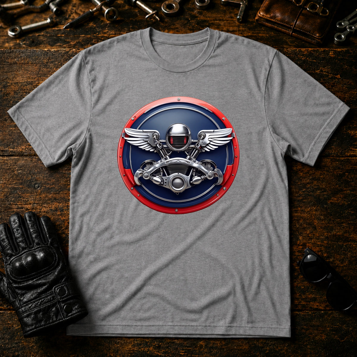 Vintage Garage Racer T-Shirt - mockup 4 sport gray