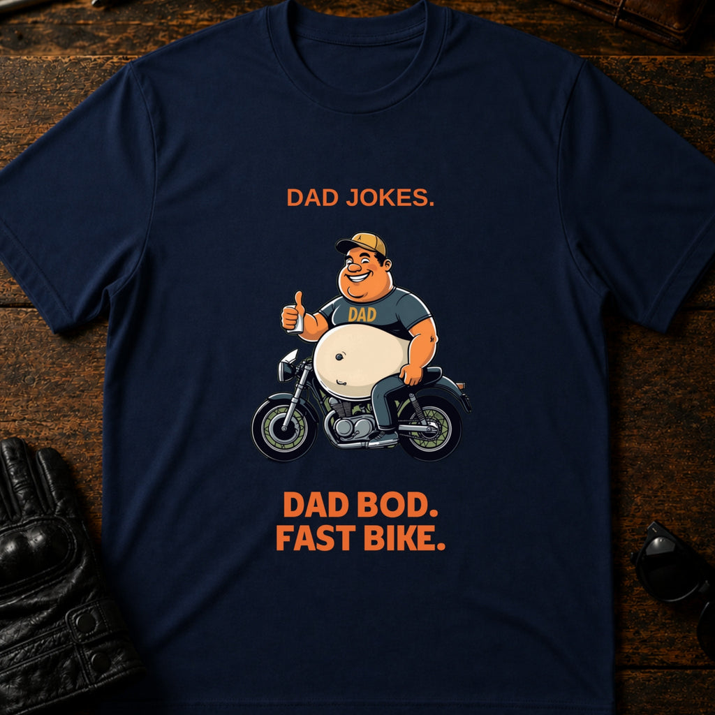 Dad Jokes Dad Bod Fast Bike T-Shirt - mockup 5 navy