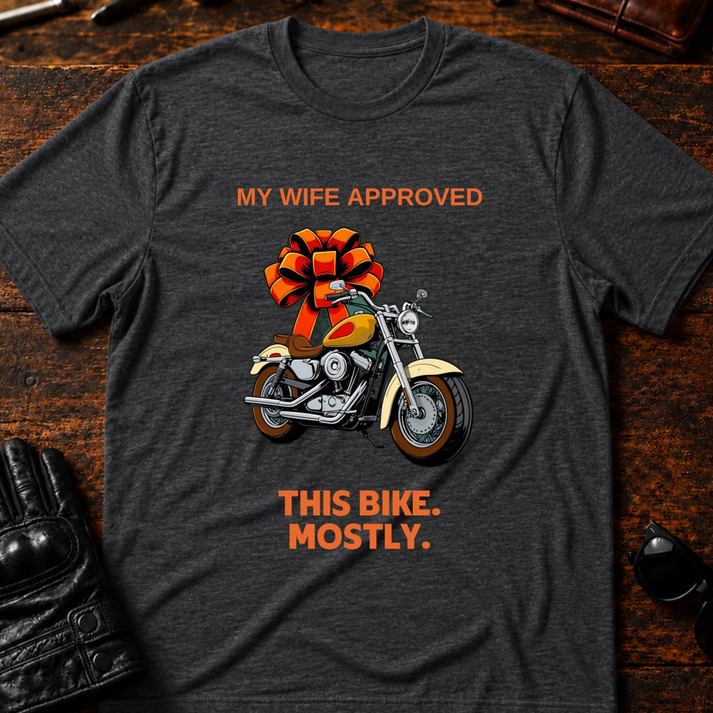 My Wife Approved This Bike T-Shirt - mockup 8 dark heather