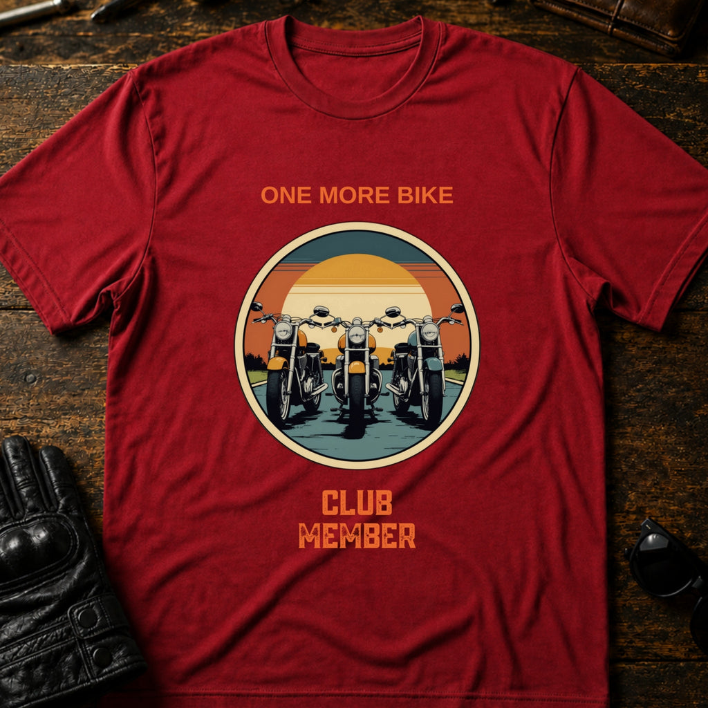 One More Bike Club Member Funny Motorcycle T-Shirt - mockup 7 cardinal red