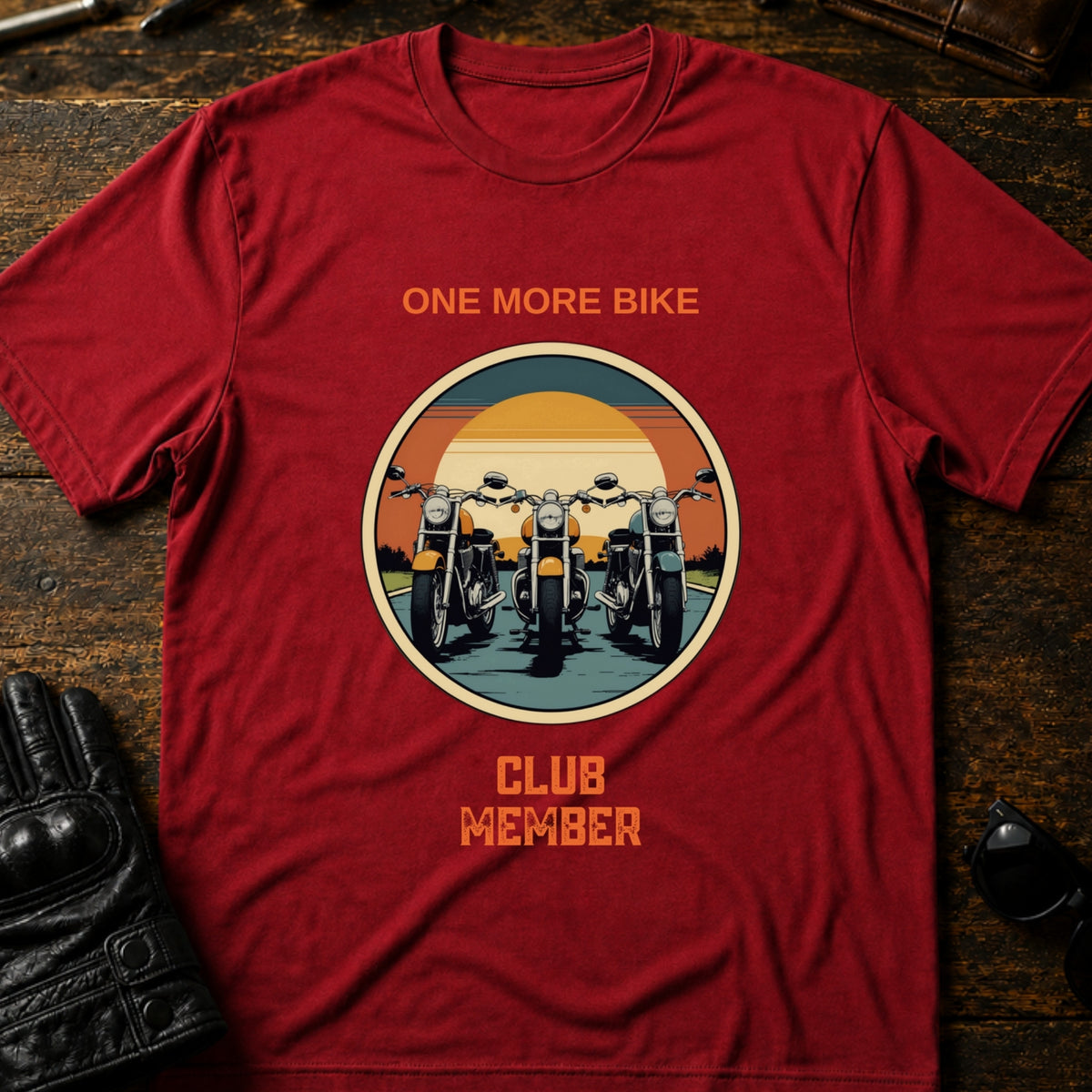 One More Bike Club Member Funny Motorcycle T-Shirt, cardinal red