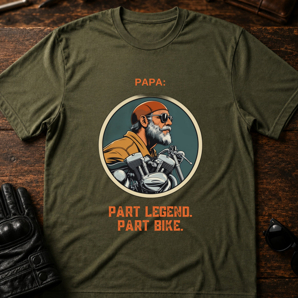 Papa Part Legend Part Motorcycle Grandpa Biker T-Shirt - mockup 2 military green