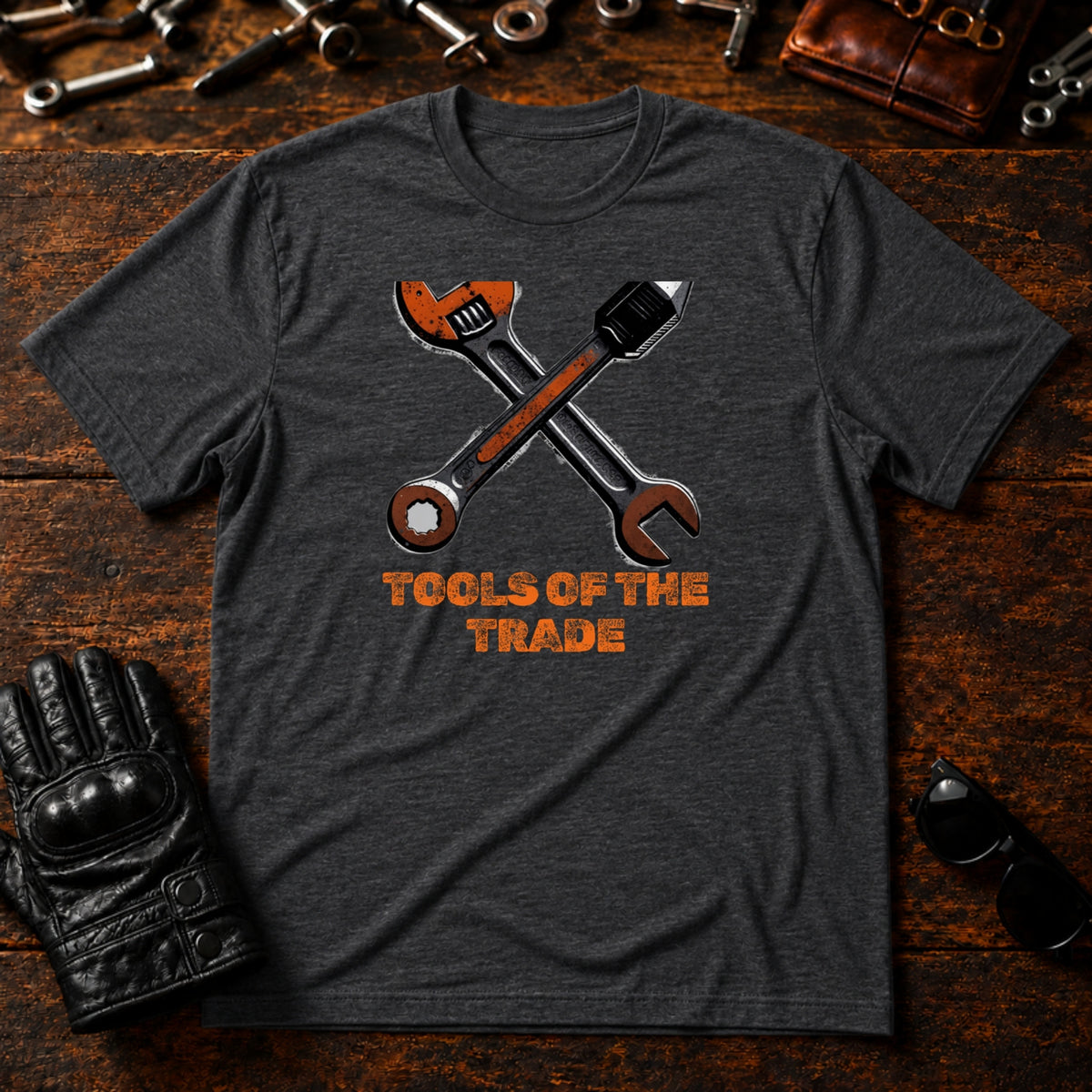 Grease Monkey Wrench T-Shirt - mockup 8 dark heather