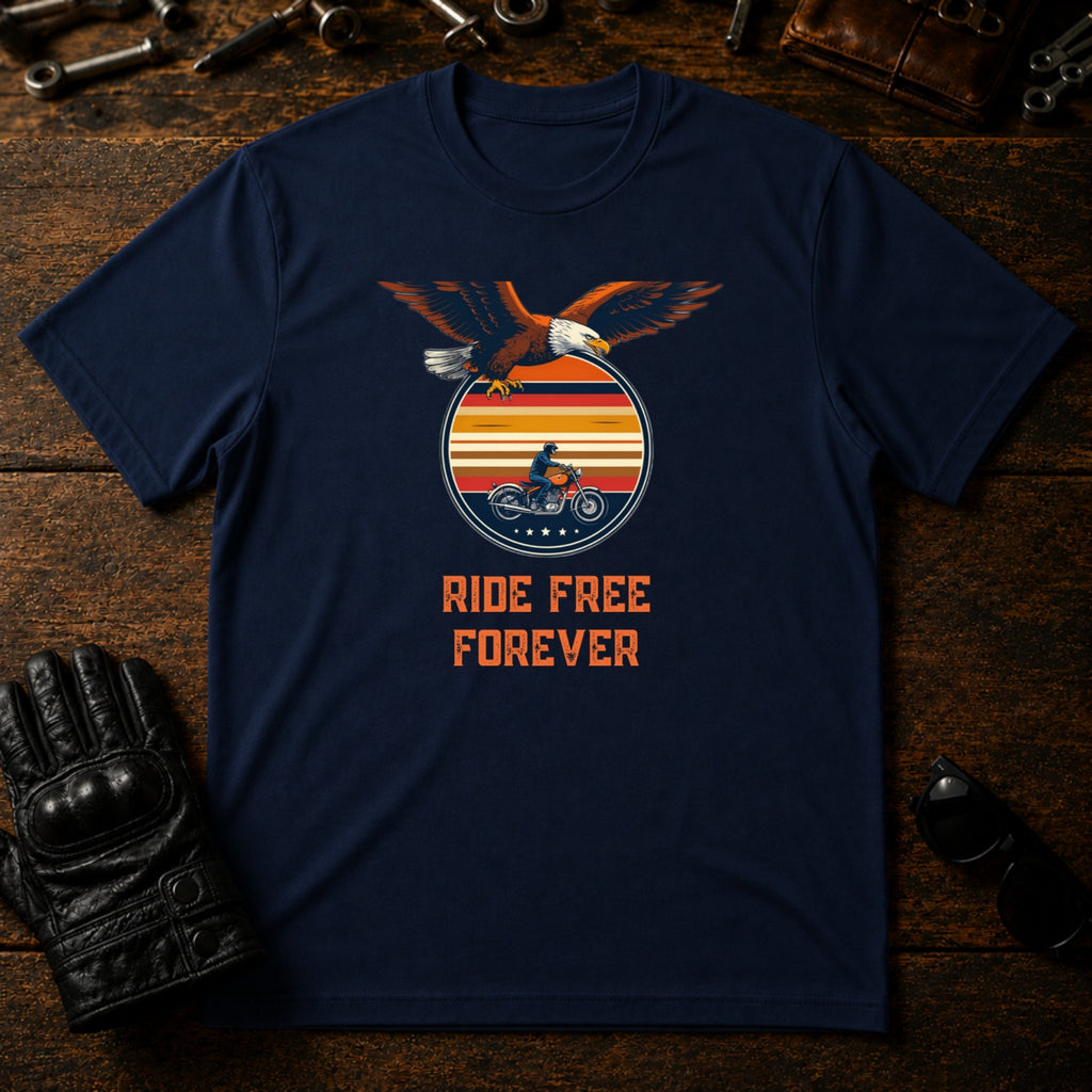 Ride Free Forever T-Shirt - mockup 5 navy