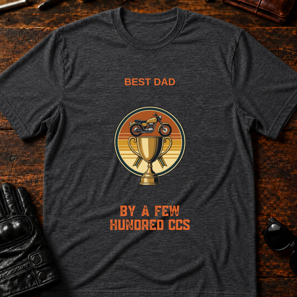 Best Dad By A Few Hundred CCs Motorcycle Dad T-Shirt - mockup 8 dark heather