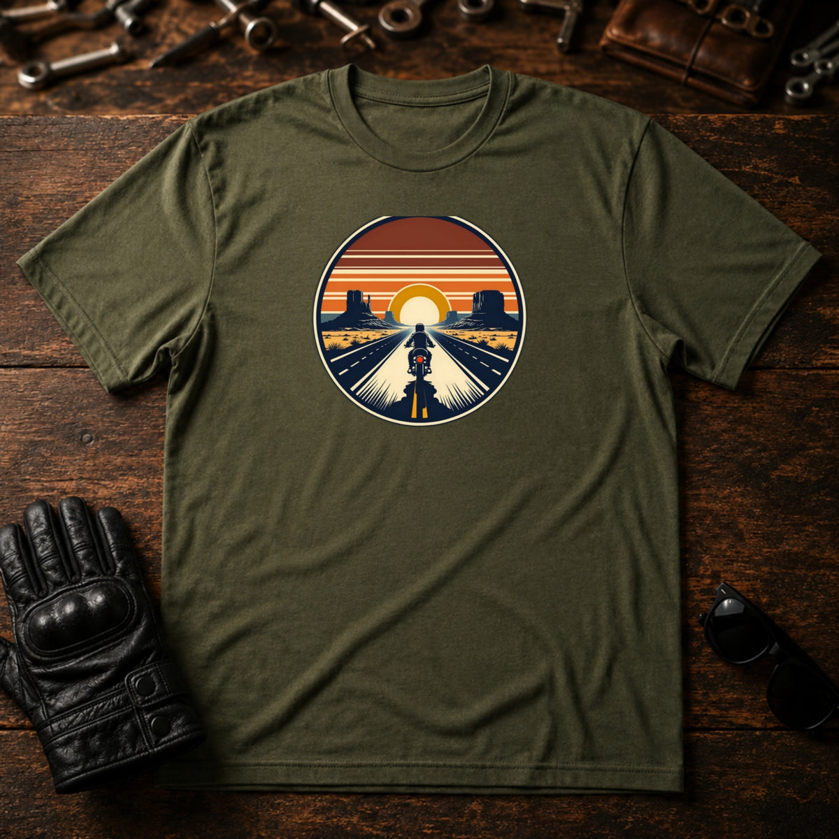 Open Road Freedom T-Shirt - mockup 2 military green