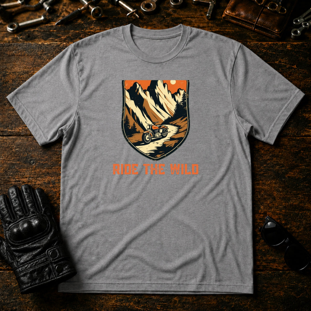 Trail Blazers Badge T-Shirt - mockup 4 sport gray