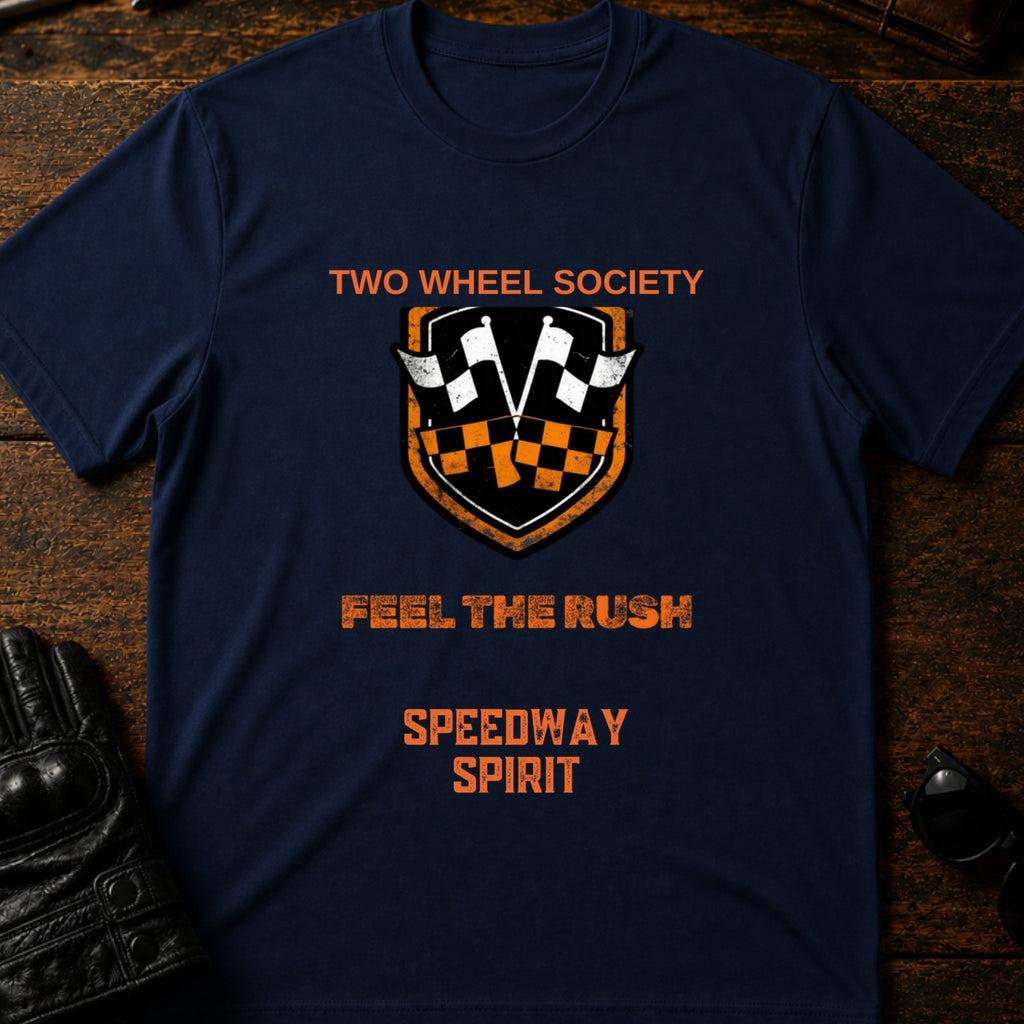 Speedway Spirit Badge T-Shirt - mockup 5 navy
